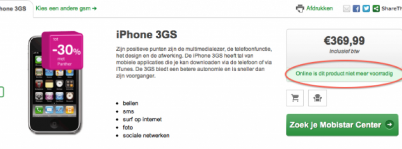 iPhone 3GS niet langer beschikbaar bij Belgische providers