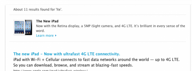 Ook verwijzingen naar iPhone 5 met LTE gevonden in Apple.com zoekmachine