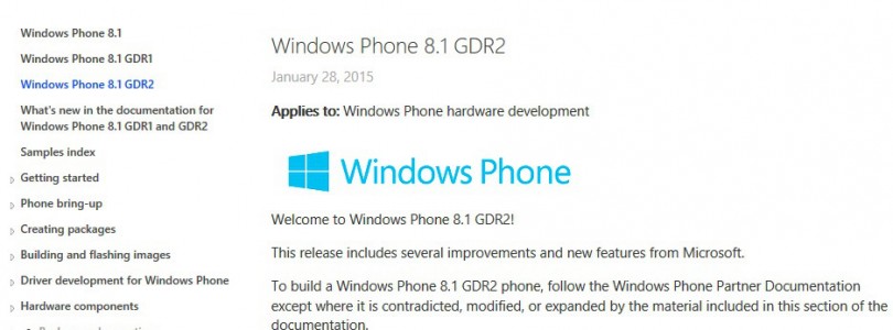 Windows Phone 8.1 GDR2 gespot in officiële documentatie