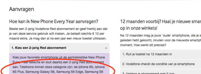 Vodafone bevestigt iPhone 6S en iPhone 6S Plus naam op website