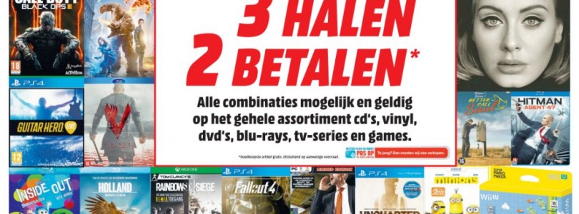 3 halen, 2 betalen bij Media Markt: games, muziek, films en series