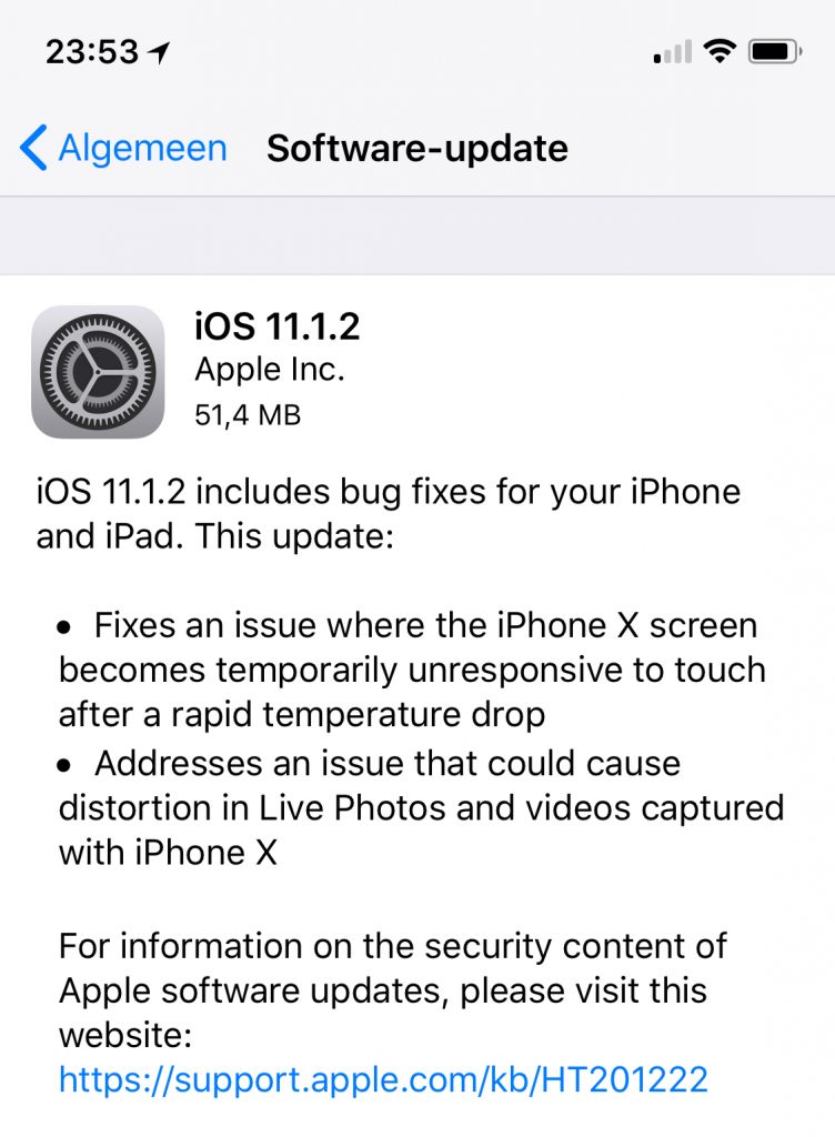 iPhone X iOS 11.1.2