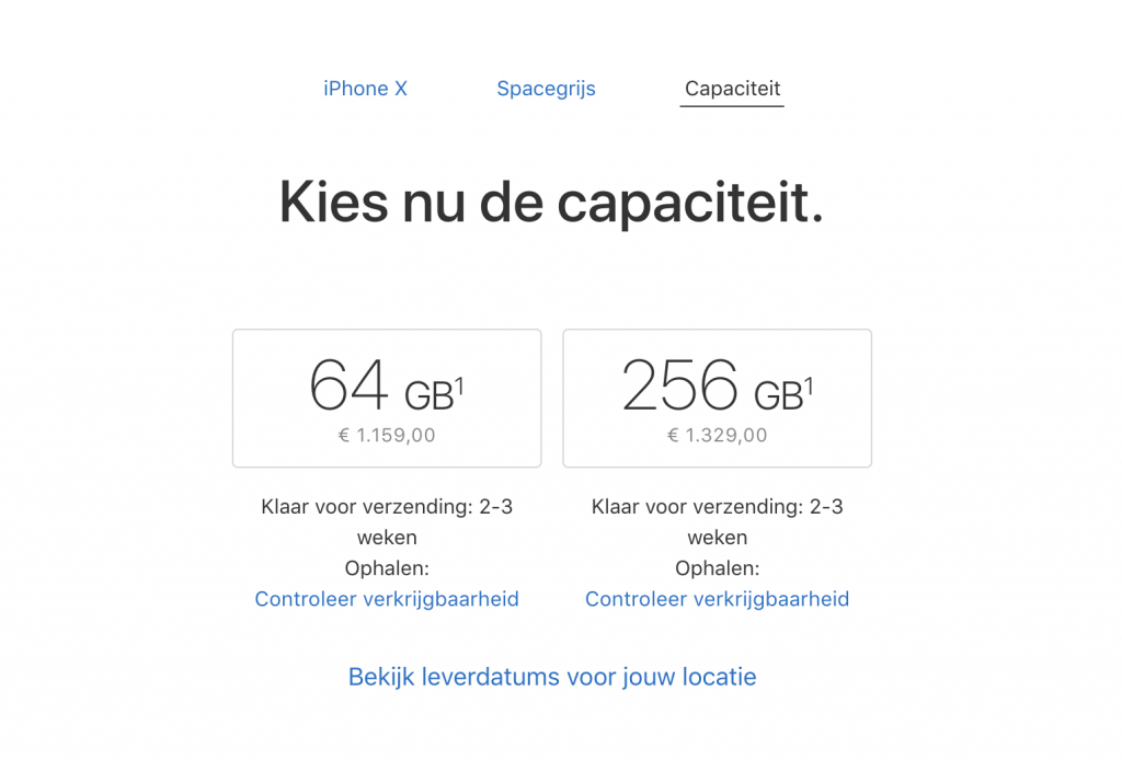 iPhone X levertijd