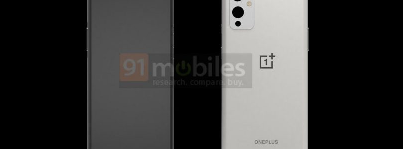 Render toont voor- en achterkant van OnePlus 9