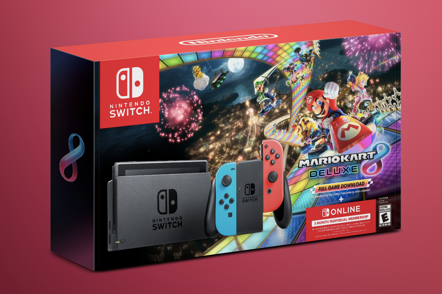 Een evenement beton in stand houden Black Friday bij MediaMarkt: Nintendo Switch met Mario Kart 8 Deluxe (2019)  en drie maanden NSO voor 289 euro